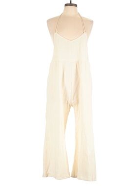 STUDIO TIA 100% Cotton Lightweight Cream Wide Leg Jumpsuit One Size NWT